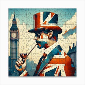 Abstract Puzzle Art English gentleman in London 2 Canvas Print