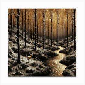 'Deer In The Forest' 1 Canvas Print