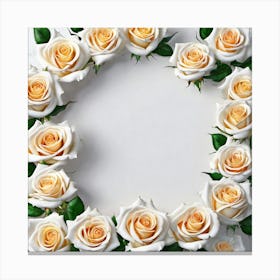 White Roses In A Circle Canvas Print