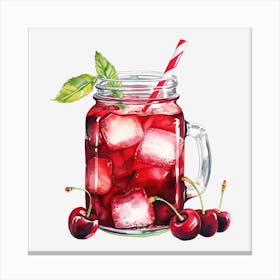 Cherry Juice In A Mason Jar Canvas Print