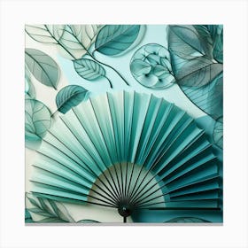 Fan of green-blue transparent leaves 6 Canvas Print