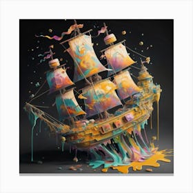 Pirate Ship with a splash of colour Canvas Print
