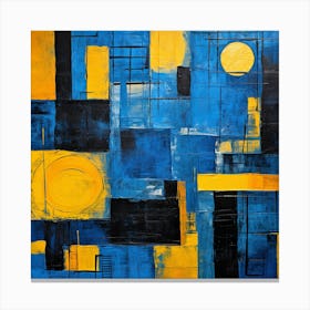 Blue And Yellow Abstract Painting Canvas Print