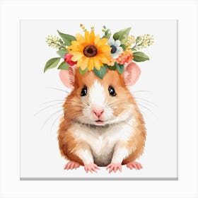 Floral Baby Hamster Nursery Illustration (19) Canvas Print
