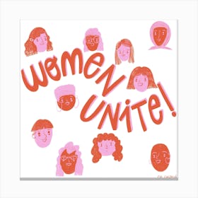 Women Unite Red In White Square Canvas Print
