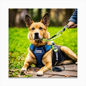 A Photo Of A Dog Leash Attached To A Dog S Collar Canvas Print