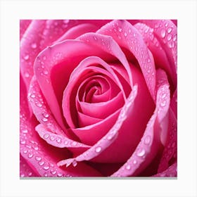 Pink Rose With Water Droplets 3 Canvas Print