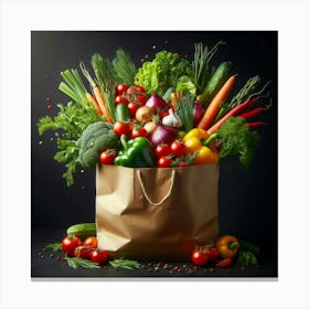 Fresh Vegetables In A Paper Bag Canvas Print