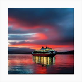 Sunset On A Ferry 5 Canvas Print