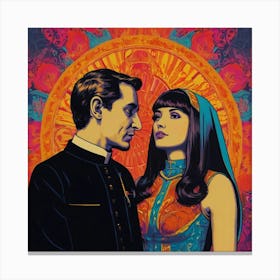 Retro Pop of Priest and Young Woman Canvas Print