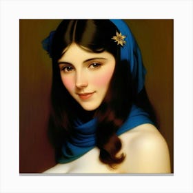 Girl With Blue Scarf Canvas Print