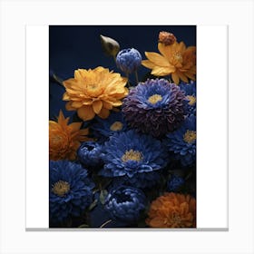 Blue Chrysanthemums Canvas Print