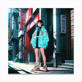 Anime Girl In A City Canvas Print