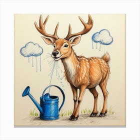 Deer Watering Canvas Print