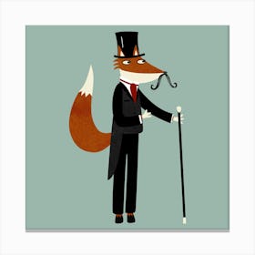 Victorian Fox In Top Hat and Tailcoat Canvas Print