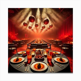 A Dining Experience Featuring A Red Dust Storm E Canvas Print