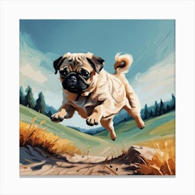 Pug Jumping Canvas Print