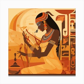 Egyptian Woman Playing The Lute Canvas Print