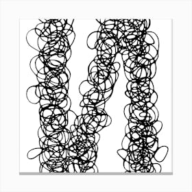 Abstract curly line composition / Hand Drawn / Black&White Canvas Print