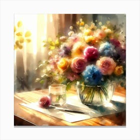 Watercolor Of Flowers Canvas Print