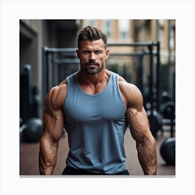 Muscular Man In Gym 1 Canvas Print