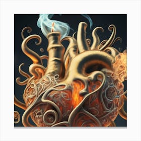 A Golden Heart Made Of Candle Smoke 7 Canvas Print