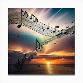 Music Notes At Sunset 3 Canvas Print