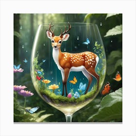 Deer In A Wine Glass Canvas Print