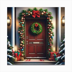 Christmas Door 40 Canvas Print