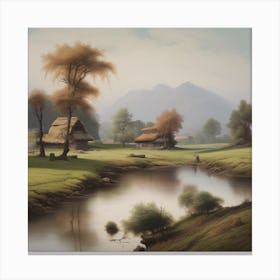 Thailand Landscape Painting Canvas Print