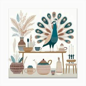 Scandinavian style, Peacock Canvas Print