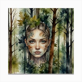 Girl In The Forest Canvas Print