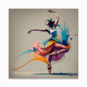 Ballerina With Colorful Splashes 1 Canvas Print