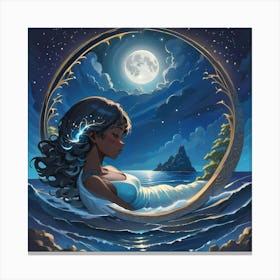 Moonlight In The Ocean Canvas Print