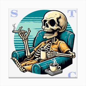 Skeleton Smoking A Cigarette Canvas Print