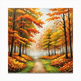 Forest In Autumn In Minimalist Style Square Composition 25 Canvas Print