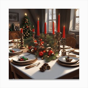 Christmas Table Setting 51 Canvas Print