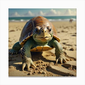 Turtle On The Beach 8 Canvas Print