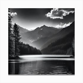 Black And White Mountain Lake 13 Canvas Print