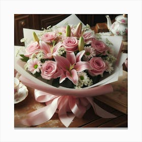 Pink Lily Bouquet 1 Canvas Print