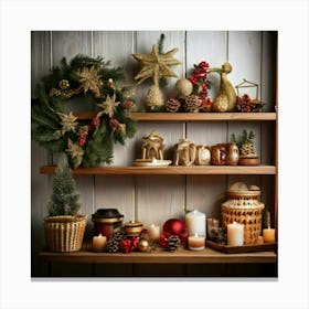 Firefly Charming Holiday Shelf With Festive Christmas Décor 70281 (2) Canvas Print