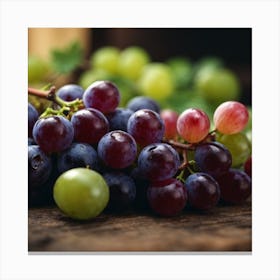 Grapes On A Wooden Table Canvas Print