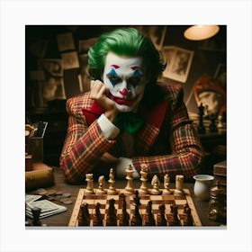 Joker Playing Chess 3 Canvas Print