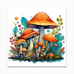 Mushrooms In The Forest 95 Canvas Print