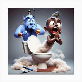 Genie In The Toilet 1 Canvas Print