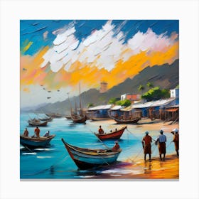 Fishing Boats On The Beach 8 Canvas Print