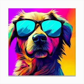 Groovy Dog In Sunglasses Canvas Print