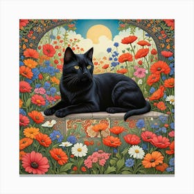 Cat In A Flower Garden Guardian Of The Garden (3) Canvas Print