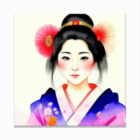 The Beauty of Ritual: A Japanese Geisha in Reflection Canvas Print