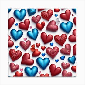 Seamless Pattern Of Hearts Canvas Print